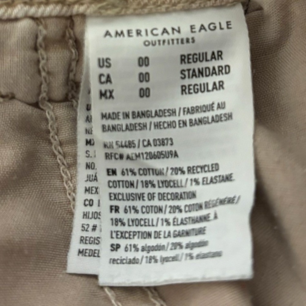 American Eagle Wide Leg Pants Khaki Pleated High Rise Boho Utility Preppy 00 - Picture 6 of 11